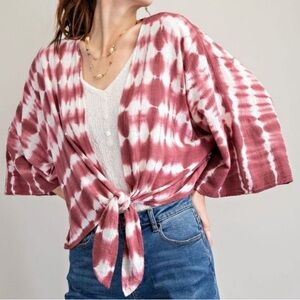🌲 Shibori Kimono Cardigan Pink & White Spell & The Gypsy Collective Inspo S/M